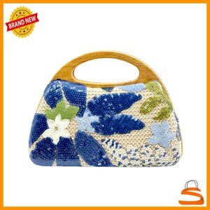 Straw Clutch Evening Bag with Chain Strap for Wedding Party